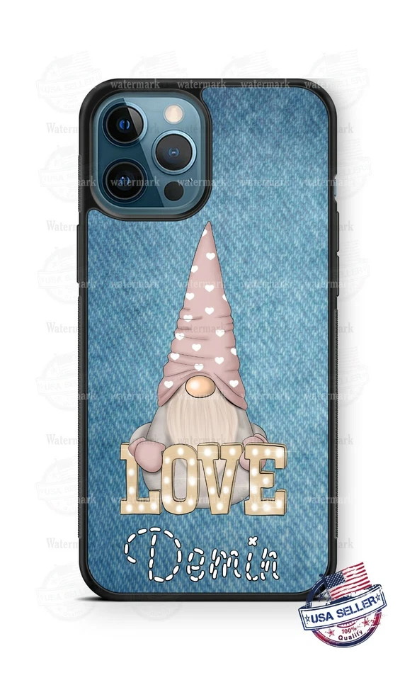 Gnome Love 牛仔设计手机壳 适用于 iPhone 12 三星 A21 LG 谷歌 — 第 1/4 张图片