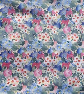 Material de tela floral azul rosa Polytransfer vintage abuela núcleo de cabaña - Imagen 1 de 6