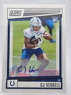 2022 Panini Score Football CJ Verdell RC Auto - Image 1 of 2
