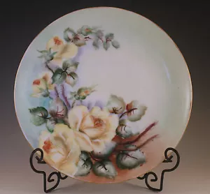 VICTORIAN HUTSCHENREUTHER BAVARIA HAND PAINTED CABINET PLATE ROSES - Picture 1 of 6