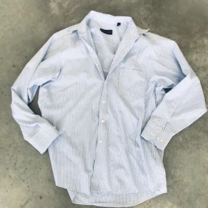 Donald J. Trump Signature Collection Blue White Striped Dress Shirt SZ 16 32/33 - Picture 1 of 7