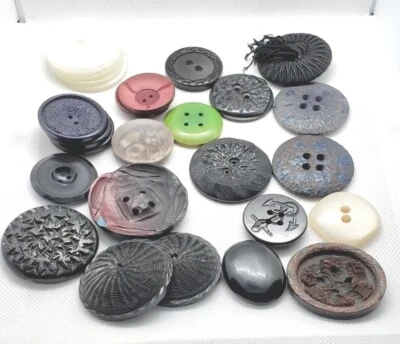 antique vintage plastic button sewing craft mixed lot coat large                 - Image 1 of 4
