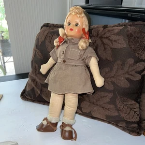 Vintage Georgene Novelties Brownie Girl Scout Cloth Doll 13" - Picture 1 of 11