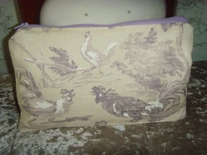 26cm x 15cm CLUTCH PURSE ZIPPED IN SANDERSON AESOP'S FABLE PRINT LINEN LINED - Picture 1 of 4
