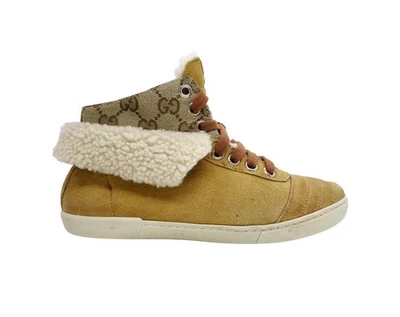 Botas altas de gamuza Gucci para niños forro de piel sintética de oveja Foto 1 de 4