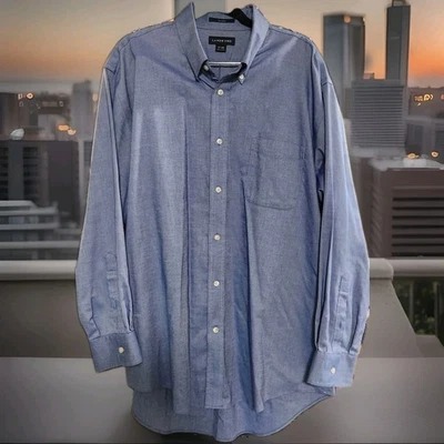 Camisa Oxford Lands' End Supima No Iron Hombre Clásica Azul Calce Comercial Talla 17-33 Foto 1 de 4
