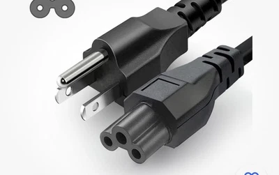 Power Cord AC Laptop Cable 3 Prong Mickey Mouse 5FT - Image 1 of 2