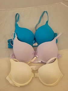 Push Up Padded Bras 3 Pc.  Wired Vasarette, Pink , Cream 34A - Picture 1 of 14