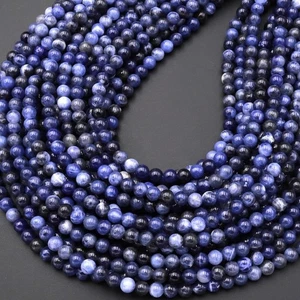 Natural Sodalite AB 8 MM Round Smooth Beads Strand 15.5" For Jewelry - Picture 1 of 4