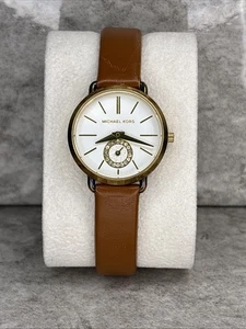 MICHAEL KORS MK2734 SILBERNES ZIFFERBLATT BRAUNES LEDERARMBAND 5 ATM S/S QUARZ DAMENUHR - Bild 1 von 16