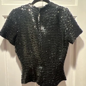 LIPMAN WOLFE  GORGEOUS Top Blouse  BEADED SEQUINS-Silk Vintage Small - Picture 1 of 4