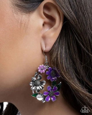 Paparazzi WREATHED WEEKDAY purple earrings - Image 1 of 2