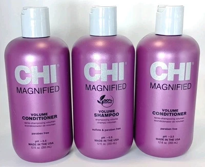 LOT OF 3 CHI Magnified Volume Products (1) Shampoo & (2) Conditioner 12 fl.oz.  - Image 1 of 3