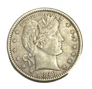 1898 O 25c Barber Silver Quarter Dollars New Orleans Twenty Five Cents AU - Picture 1 of 4