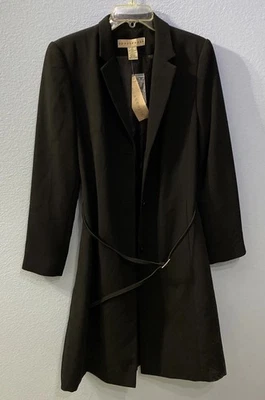 Apostrophe Womens Black Long Sleeve Belted Trench Coat Jacket Size 10 - NWT - Image 1 of 4