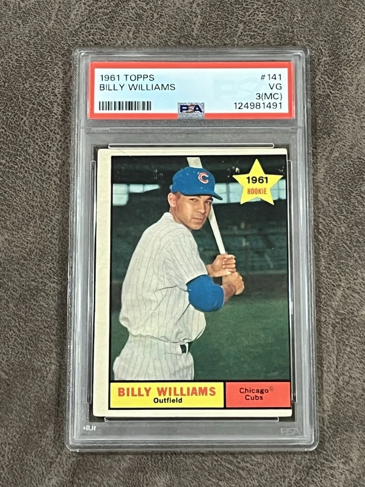 1961 Topps Billy Williams #141 PSA 3 MC Chicago Cubs De colección Salón de la fama ¡Novato RC!! Foto 1 de 2