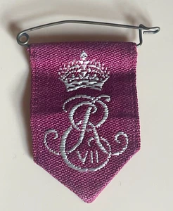 RARE 1902 King Edward VII & Queen Alexandra Coronation Ribbon Pin, Royal Cypher - Picture 1 of 12
