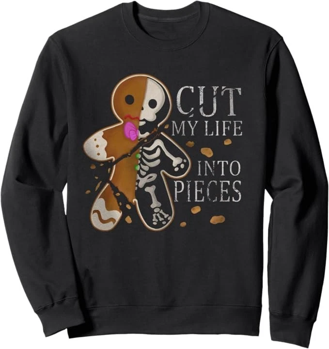 Sudadera Cut My Life Into Pieces Pan de Jengibre Navidad Anciano Emo Foto 1 de 1