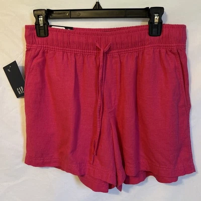 NOVO Shorts Feminino Gap Pequeno de Linho Beterraba Roxo Praia Resort Conforto - Imagem 1 de 4