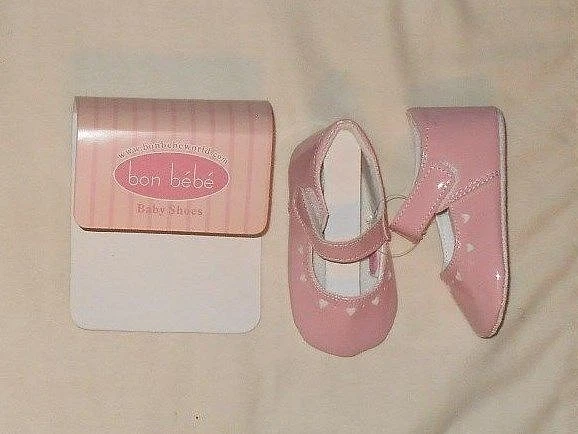 Lindos Zapatos Elegantes Bon Bebe Bebé Infante Niñas Cuero Sintético Rosa Gancho-N-Lazo Talla 1  Foto 1 de 1