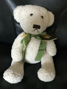 Harrods Teddy Bear Cream Fur / Green Gold Ribbon / Sitting - New - Picture 1 of 1