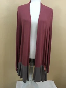 LOGO Lori Goldstein Color Block Open Cardigan Rust/Tan - Size Small - Picture 1 of 8