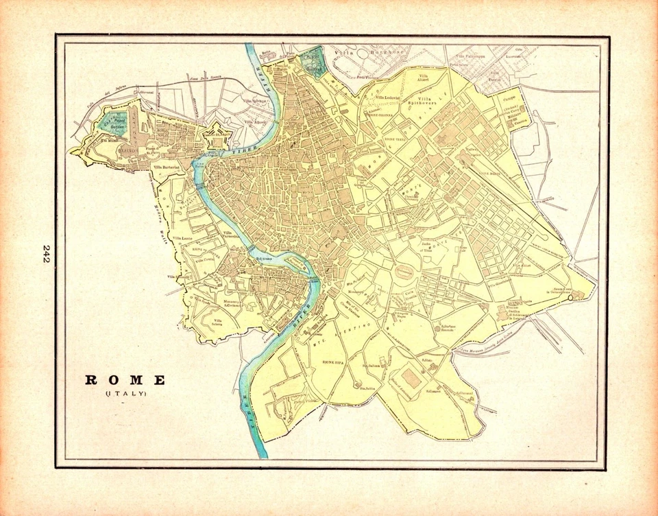 ROME, ITALY Antique City map 1900 - Image 1 of 1