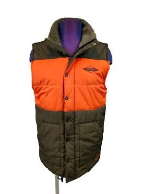 Merrell Ditmar Front Zip Blaze Orange & Brown Quilted Puffer Vest Size Small Men - Image 1 of 4