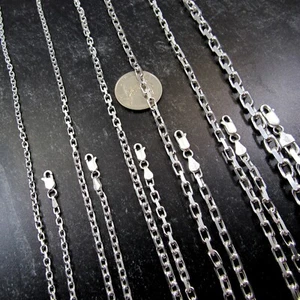 Men's Solid 925 Sterling Silver Italian Forzatina Cable Anchor Chain Necklace - Picture 1 of 29