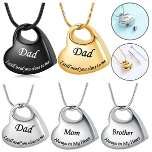 Heart Urn Necklace for Ashes Cremation Jewelry for Dad Mom Brother Ash Necklace - Picture 1 of 23