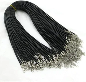 18" 50Pcs Leather String Charms Necklace Cords Wholesale Rope Bulk Lot Cords - Picture 1 of 5