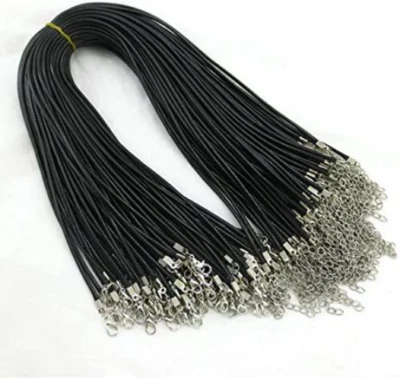 18" 50Pcs Leather String Charms Necklace Cords Wholesale Rope Bulk Lot Cords - Immagine 1 di 4