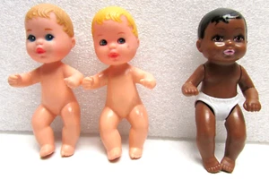 Mattel Barbie Baby Lot of 3 Mini Dolls African American & Blonde 1973 - Picture 1 of 5
