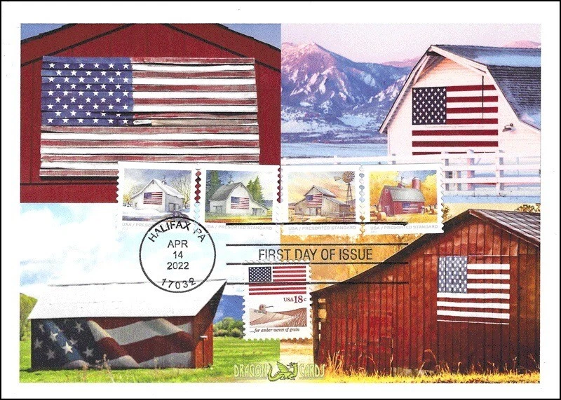 Sc. 5684-7 Flags on Barns Dragon Cards FDC - Image 1 of 1