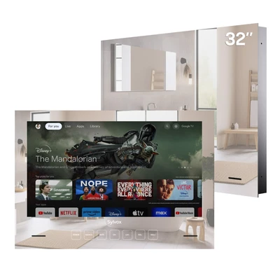Badspiegel Google TV 32 Zoll  Wasserdicht IP65 12V 1080P Smart Mirror Fernseher - Bild 1 von 4