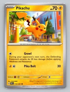 Pikachu 018/091 Paldean Fates Common NM PAF EN Pokemon Card Scarlet & Violet - Picture 1 of 2