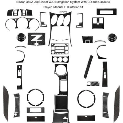 Fibra de carbono para Nissan 350Z 2006-2009 sin navegación con kit de ajuste manual 57 piezas Foto 1 de 4