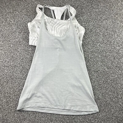 Camiseta sin mangas Lululemon para mujer 6 gris blanca floral sujetador incorporado yoga gimnasio malla atlética Foto 1 de 4