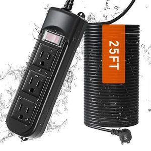 Outdoor Power Strip, 25FT Heavy Duty Extension Cord, 3 Outlets, IPX4 Waterproof - Picture 1 of 6