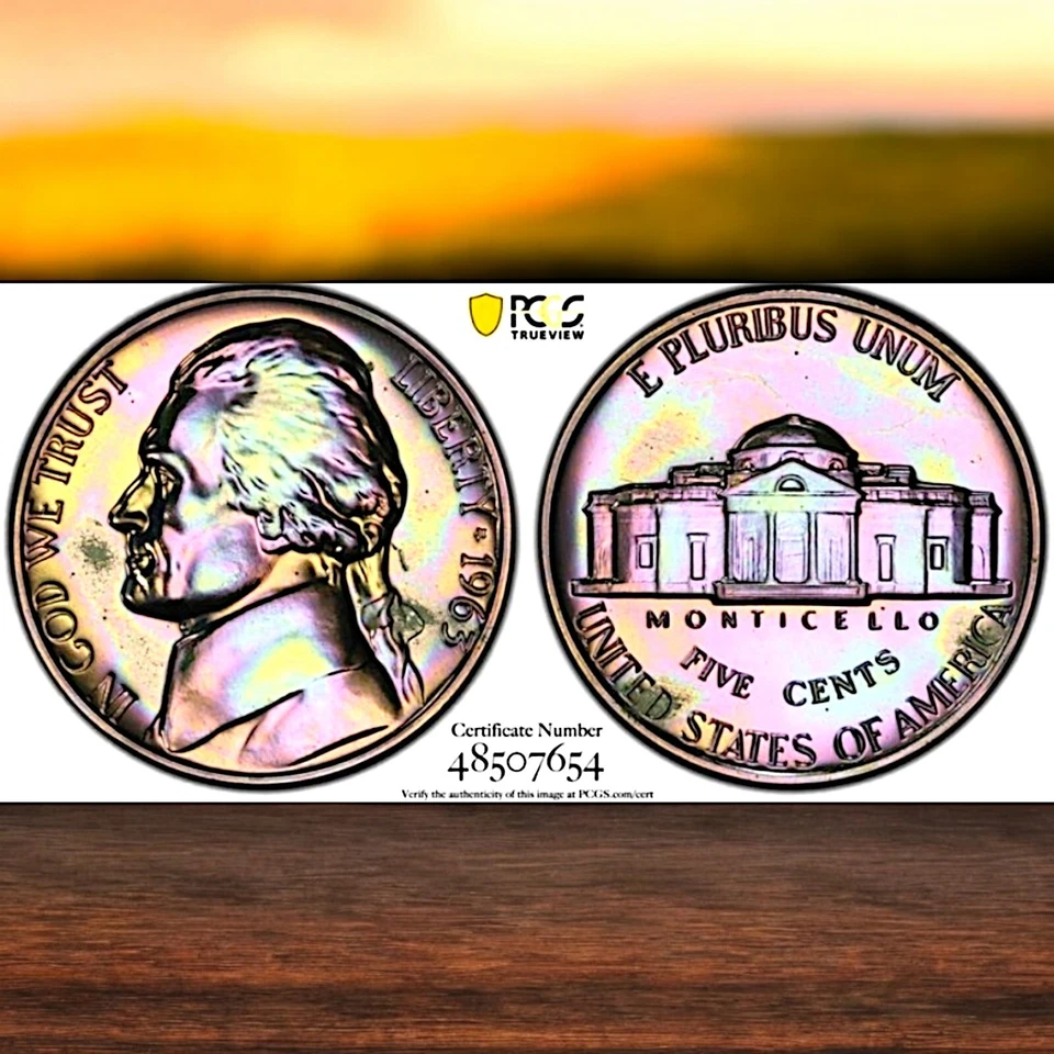 1963 5c PR66 Cello Toned Jefferson Nickel - PCGS Gold Shield - Beautiful Toning! - Image 1 of 4