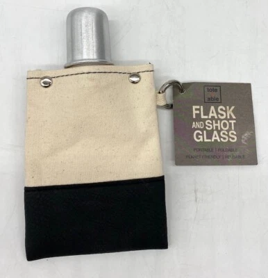 Tote+Able Canvas Portable/Foldable Flask and Shot Glass Cap NWT Made in USA - Image 1 of 2