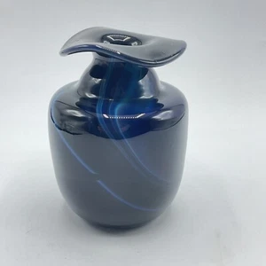 1974 Englesby Brakken Glasshouse Studio Art Glass Slag Agate Style Vase Signed - Picture 1 of 5