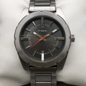 Diesel Good Company Watch Men 44mm Silver Tone Gunmetal DZ-1595 New Battery 7.75 - Picture 1 of 15