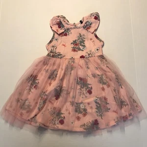 NWT Deux par Deux Printed Short Sleeve Dress Pink Botanical Sz 24M - Picture 1 of 13