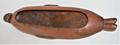 Manzanita big Wood Carved Native American Male Oblong figural Bowl by Bob Boomer - Image 1 of 4
