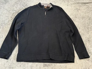 Tasso Elba 1/4 Zip Pullover Sweater Mens 2XL XXL Black Cotton Long Sleeve Casual - Picture 1 of 5