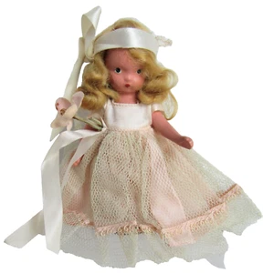 Nancy Ann Story Book Doll BRIDE or Bridesmaid in light pink, Frozen Leg on stand - Picture 1 of 4