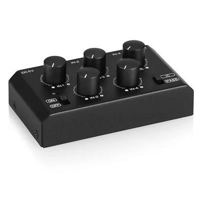 NOBSOUND Compact 4 Channel Stereo Audio Mixer Home/ Studio/ Bar Line Mixer for Recording