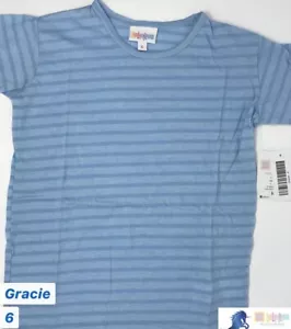 Lularoe Kids Gracie Talla 6 Nuevo Azul Lite a Rayas - Imagen 1 de 1