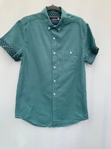 Topman Green Men's Casual Cotton Shirt Size S 36-38 Chest - Picture 1 of 8